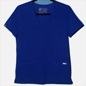 FIGS blue technical collection nurse doctor PA v neck scrub shirt size XS